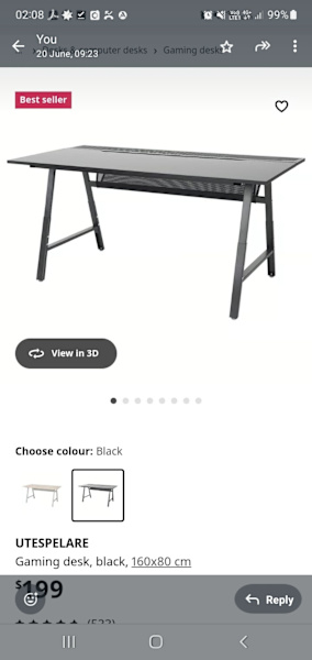 Used IKEA Black Gaming table63437625342979110