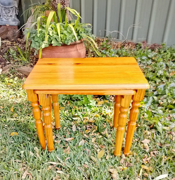 Nest of Two Small Natural Timber Side Tables 62863838503426112