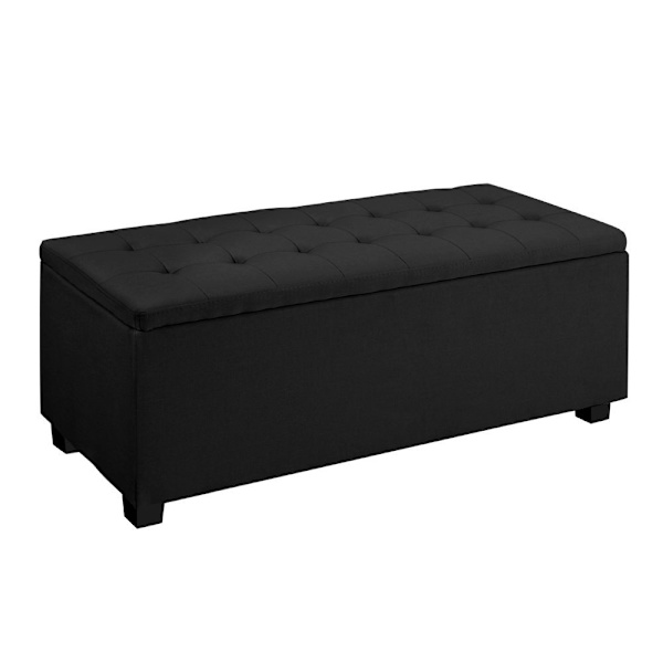 Storage Ottoman Blanket Box 97cm Linen Black62863410389889111