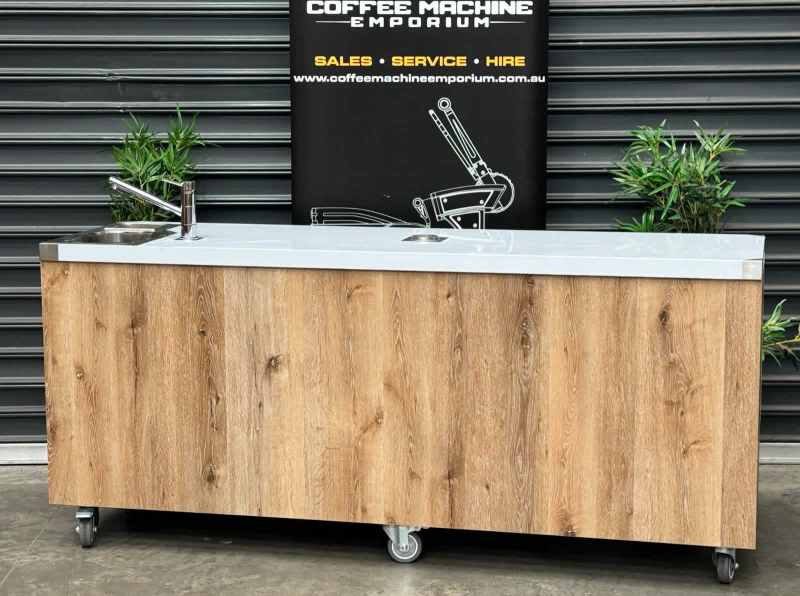 Brand New Stainless Steel 200cm Coffee Cart with the Works Natural Oak63442359049731119
