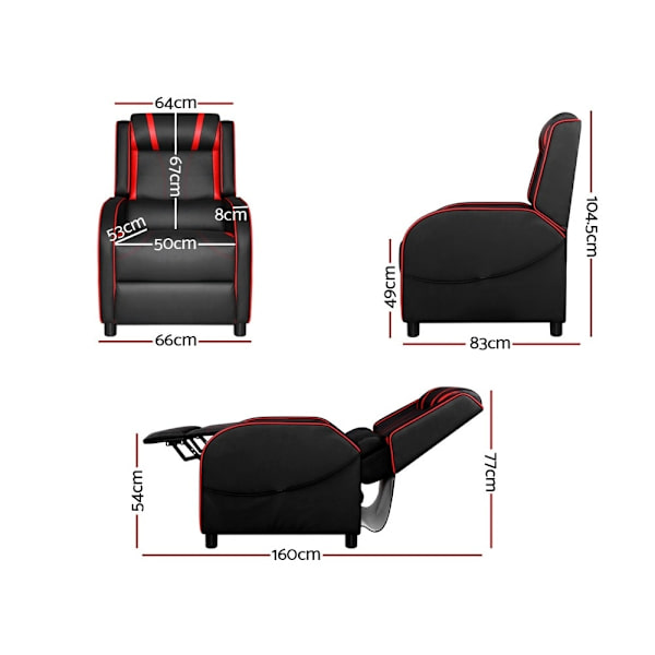Recliner Chair Gaming Chair Leather Black Serik62863382504450113