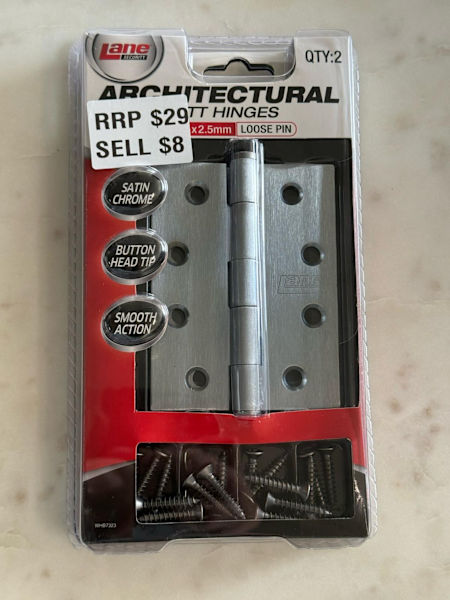 NEW ARCHITECTURAL BUTT HINGLES 100 X 75 LOOSE PIN RRP $2963440136586882111