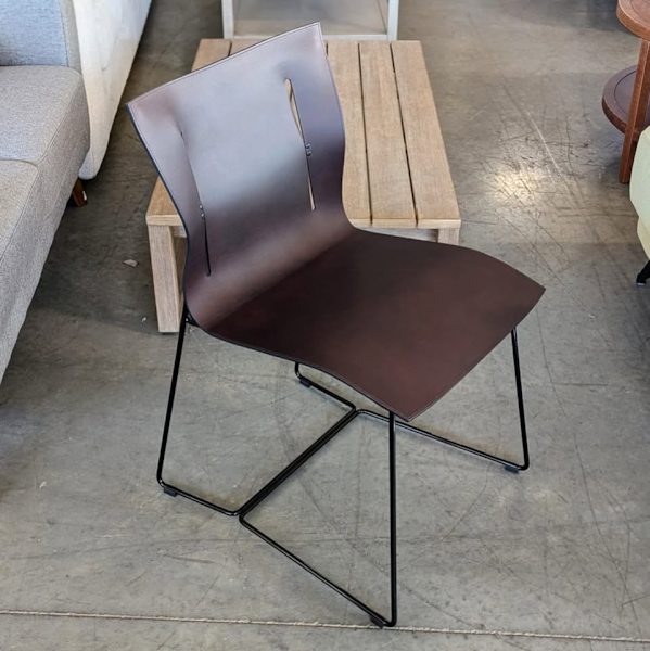 NEW WALTER KNOLL CUOIO CHAIR-SADDLE COFFEE LEATHER+STEEL DESIGN$208062863411115779112