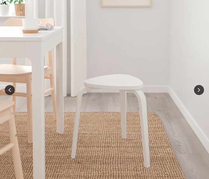 IKEA KYRRE WHITE STOOL 3 LEGGED BENT LEGS TRIANGULAR SHAPED SEAT62864724360578115