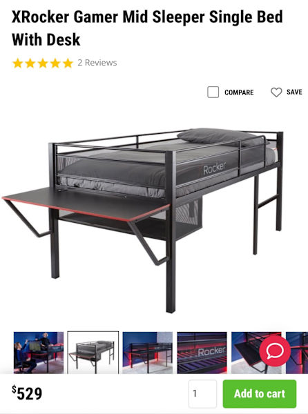 X-rocker single bed with desk and under storage63437624950914111