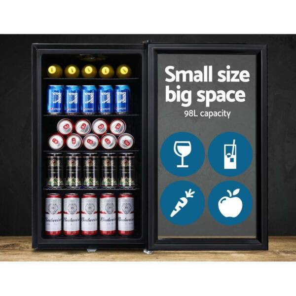 Bar Fridge 98 Litre Double Glazed Glass Door Adj.Shelves & Lock63019993683969112