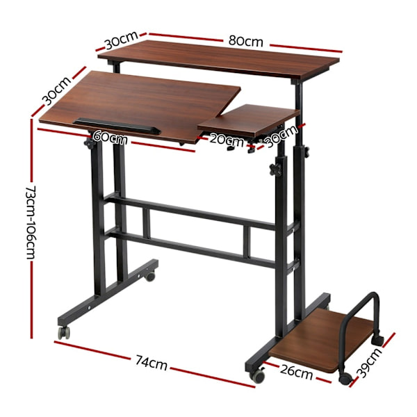 Laptop Desk Table Adjustable Dark Wood 80CM62863839225731113