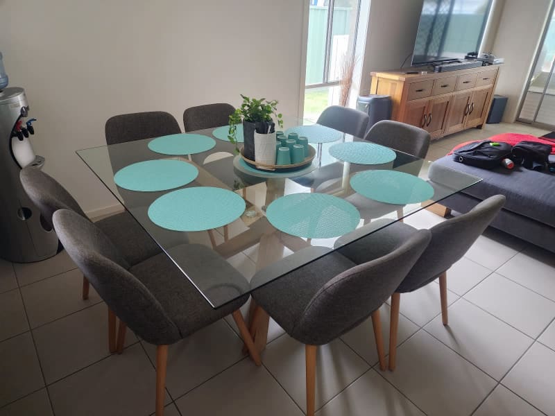 glass top dining table seats 8