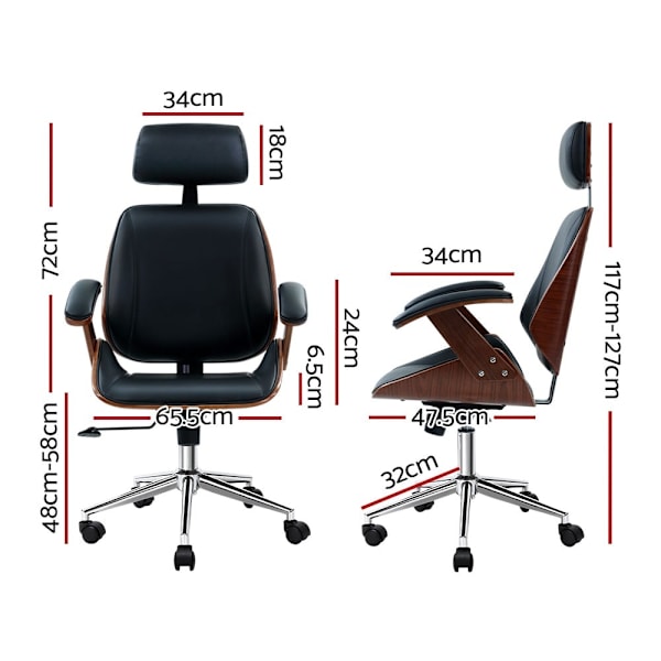 Wooden Office Chair Leather Seat Black62863409242627114