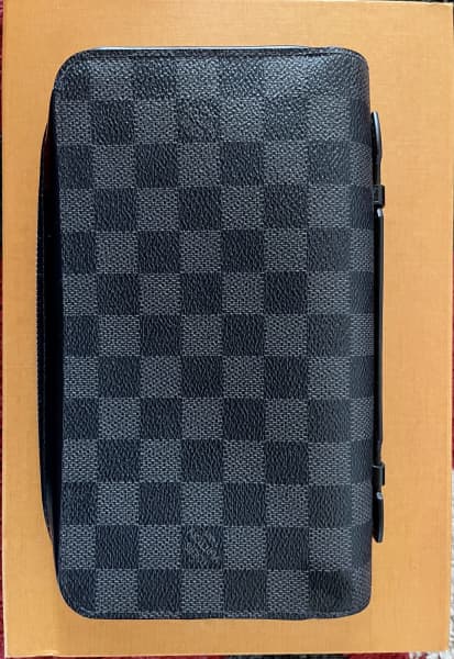Pre-owned Louis Vuitton Slender Id Wallet Damier Graphite Black
