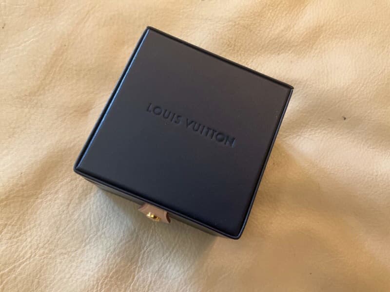 Genuine Authentic LOUIS VUITTON Navy Leather Ring Box Jewelry Box