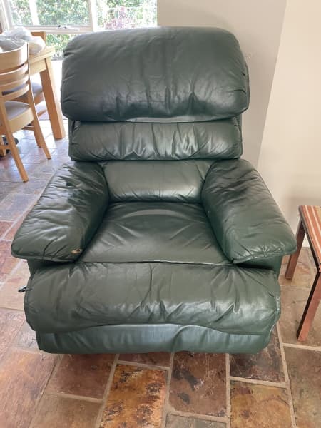 green leather reclining armchair