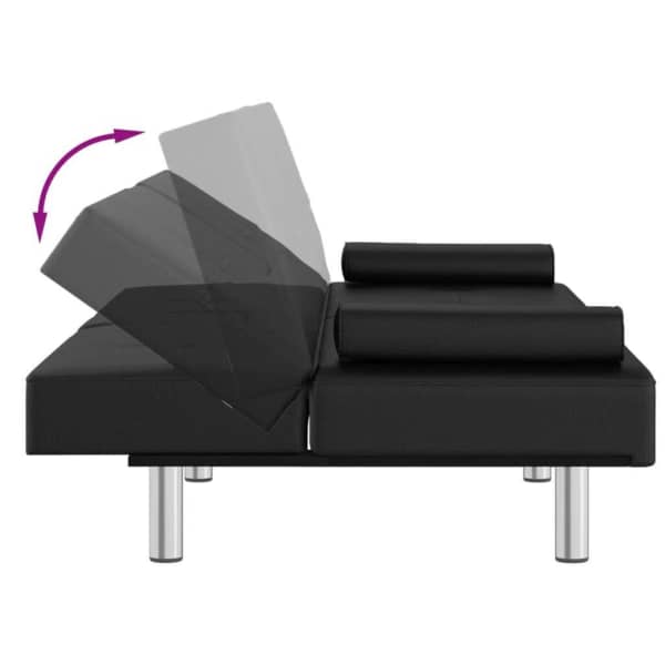 Sofa Bed with Cup Holders Black Faux Leather62863411665025111