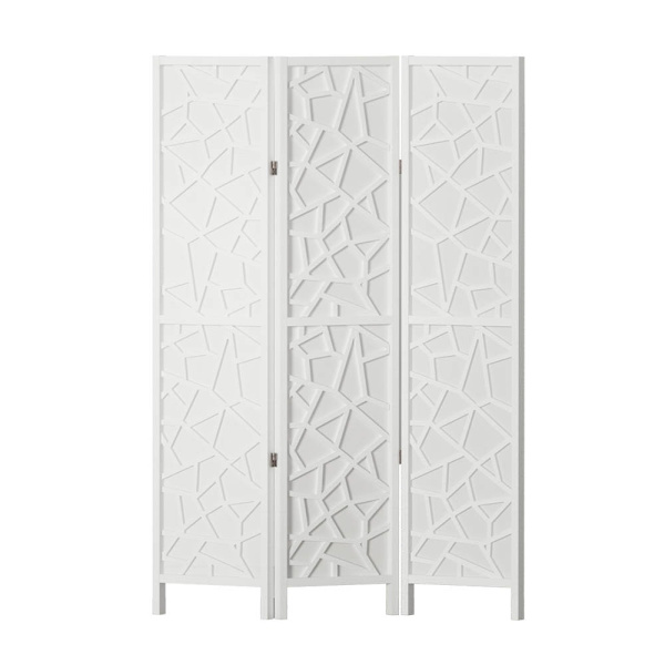 3 Panel Room Divider Screen 122x170cm Clover White62863838375425112