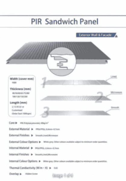 25% Dis Frozen Room Panel -PIR Panel100mm Thickness (FM Certified)63440398175491111
