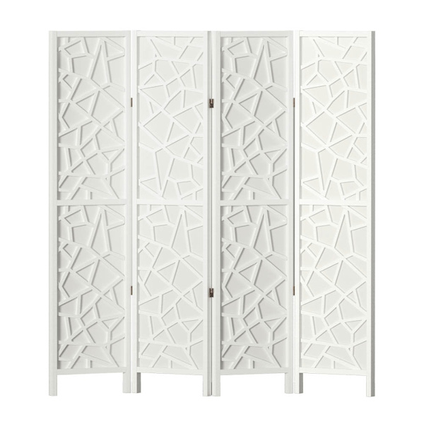 4 Panel Room Divider Screen 162x170cm Clover White62863839699073113