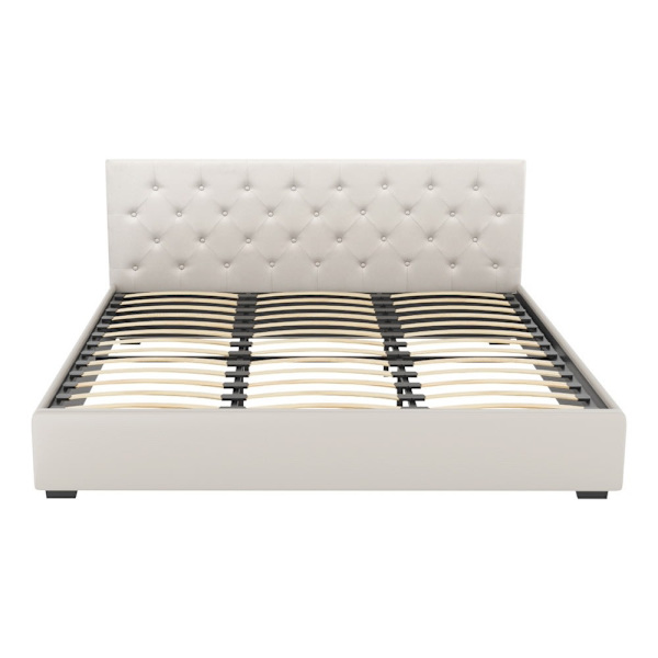 Bed Frame King Size Gas Lift Beige VILA62863374400003113