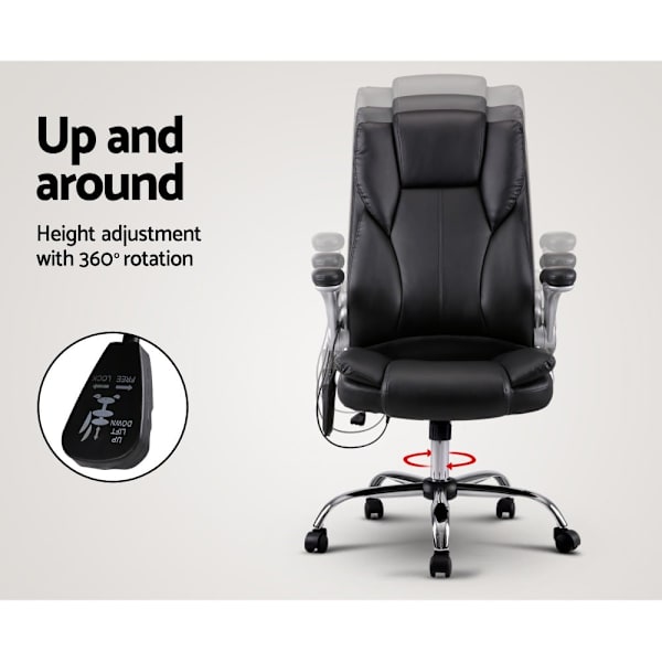 8 Point Massage Office Chair PU Leather Black62863374479233113