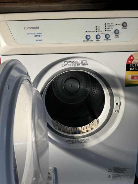 Euromaid 6kg vented sensor dryer63022180428035113
