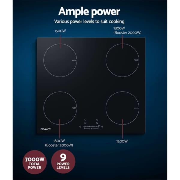 Electric Induction Cooktop 60cm Ceramic 4 Zones Stove Cook Top Hot Pla63013785811842114