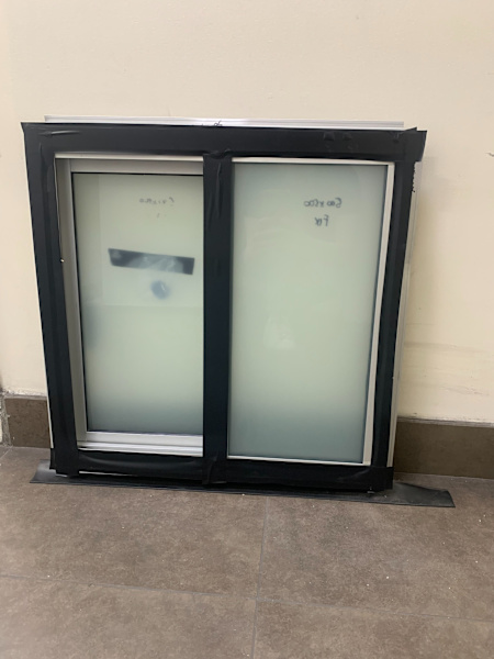 500H x 510W Aluminium Sliding Window - Clear Anodise Frame, Frosted63011992523651111