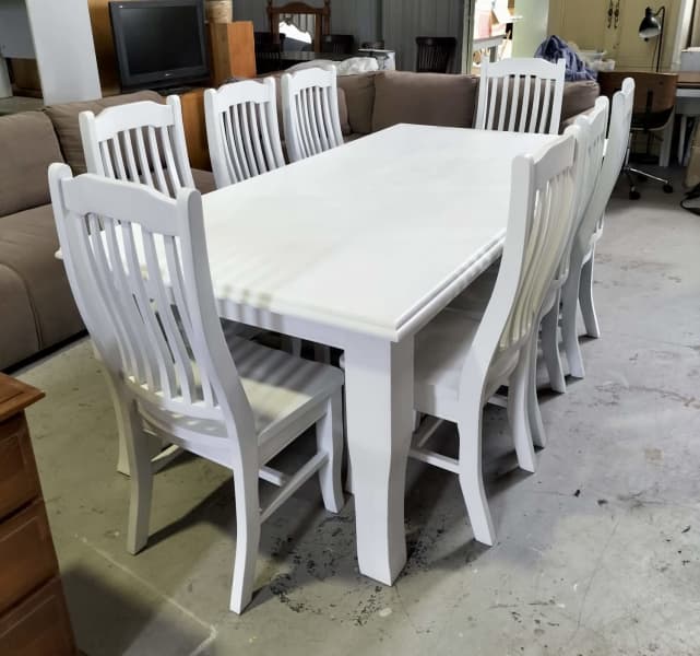 white 8 seater dining table set