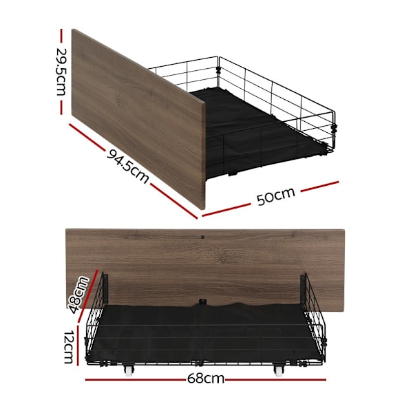 2x Bed Frame Storage Drawers Trundle Black62863379080578113