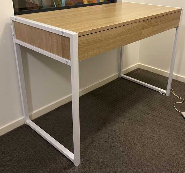 sheffield 2 drawer 1115mm desk white and oak