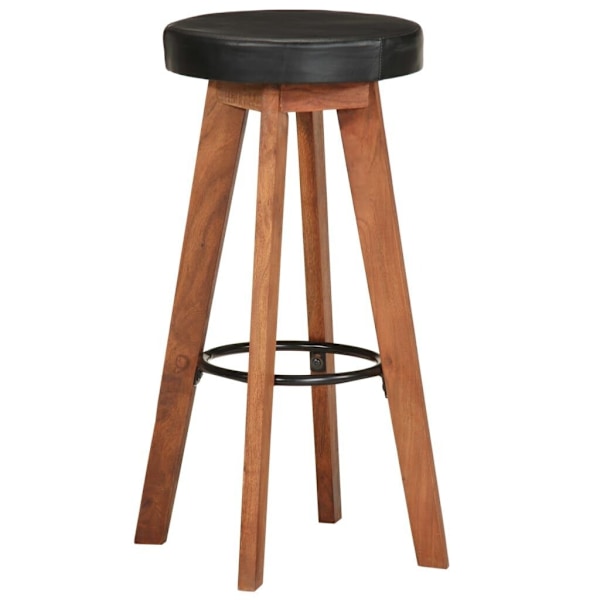 Bar Stools 2 pcs Real Leather and Solid Wood Acacia62865820867843114