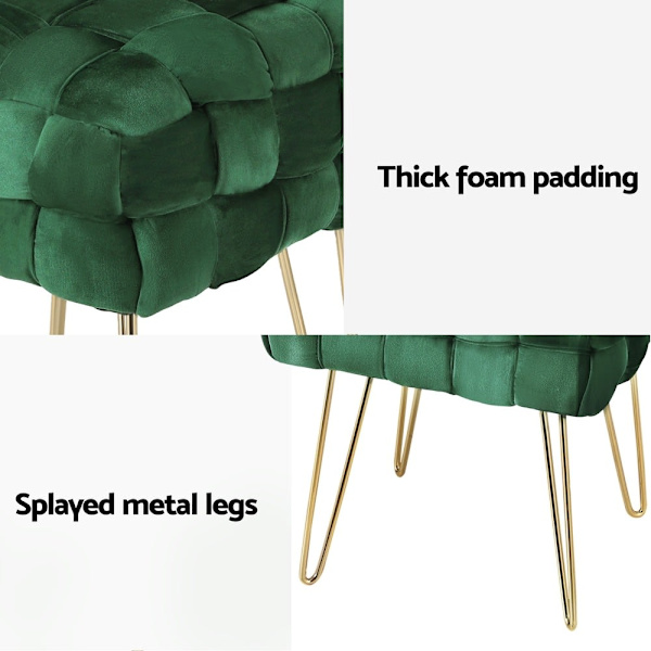 Ottoman Foot Stool Vanity Woven Velvet Green62866849509506113