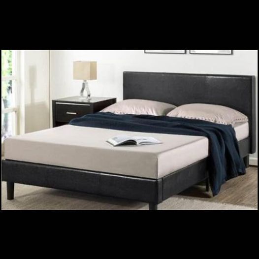 Leather Look Queen Bed Frame And Pillow Top Mattress Beds Gumtree