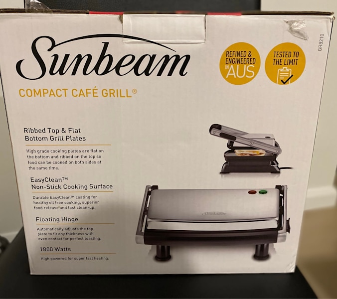 sunbeam compact café grill sandwich press gr8210