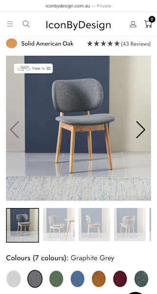 Icon By Design x 4 Olivia Chair grey fabric American Oak dining chairs62863380616707113