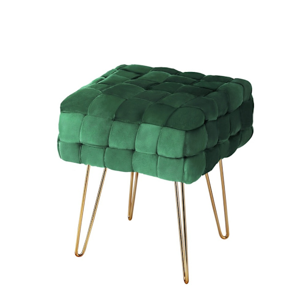 Ottoman Foot Stool Vanity Woven Velvet Green62866849509506111