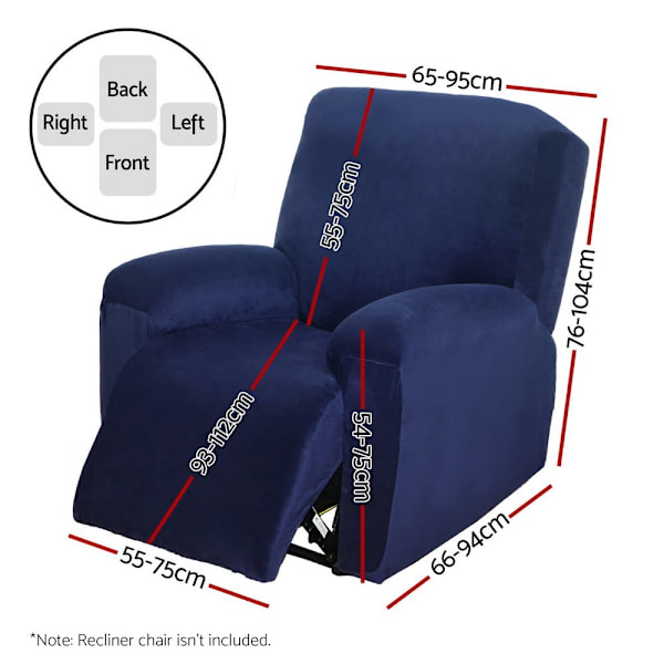 Recliner Chair Covers 1 Seater Velvet Navy62864722994817113