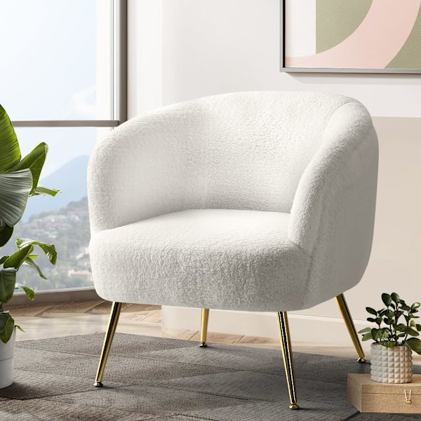 Armchair Lounge Chair Accent Chairs Armchairs Sherpa Boucle Sofa White62863381796738114