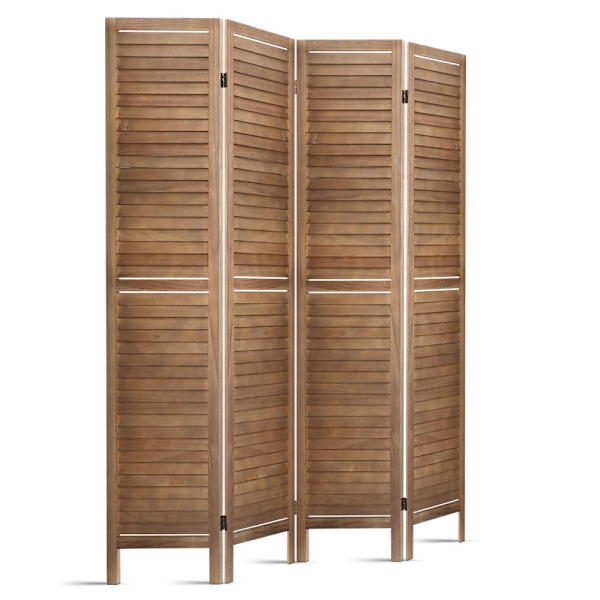 4 Panel Room Divider Screen 160x170cm Louver Oak62863375723009111