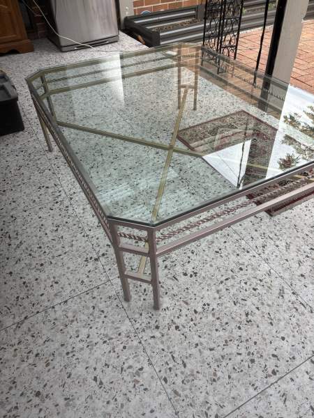 Large metal glass coffee table 62863383706369111