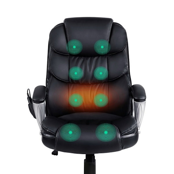 8 Point Massage Office Chair Heated Seat PU Black62863383067265112