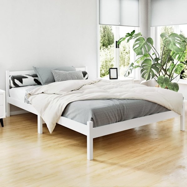 LILLI Eco-Friendly Wooden Bed Frame with Headboard - Double Size, Whit62863406495235114