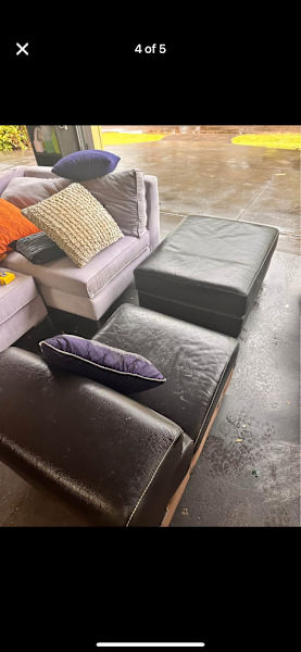 Single leather lounge with ottoman DELIVERY AVAILABLE62863376124930112