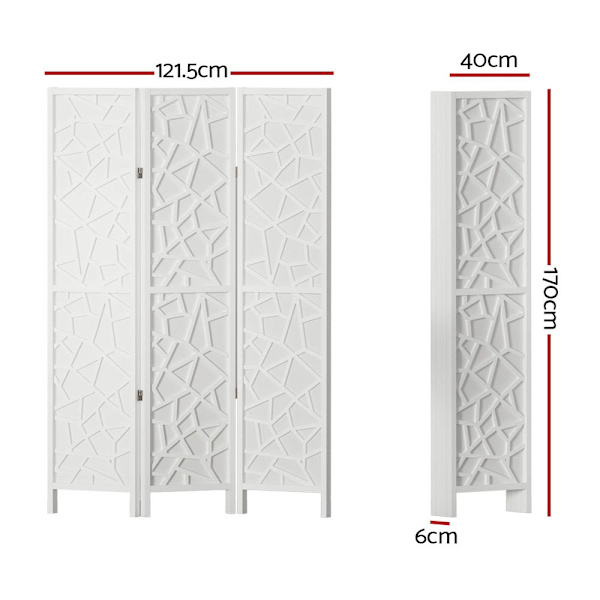 3 Panel Room Divider Screen 122x170cm Clover White62863838375425111