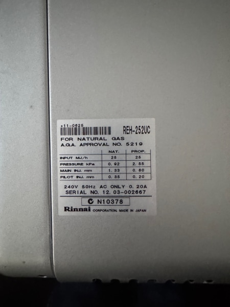 RINNAI GRANDA 252 RADIENT CONVECTOR HEATER  granada mk ii 63020447345921111