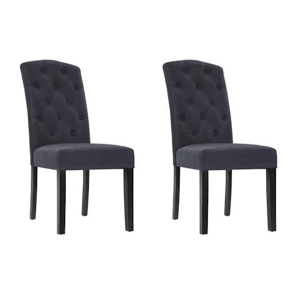 Dining Chairs Set of 2 Linen Parsons Chair Dark Grey62863410192387111