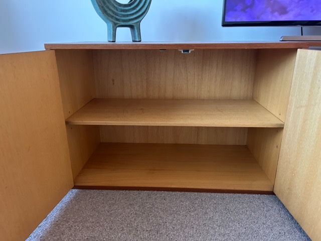 Midcentury teak veneer cabinets and drawer set62929669480321112