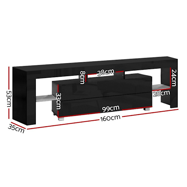 Entertainment Unit TV Cabinet LED 160cm Black Elo62863410777090114