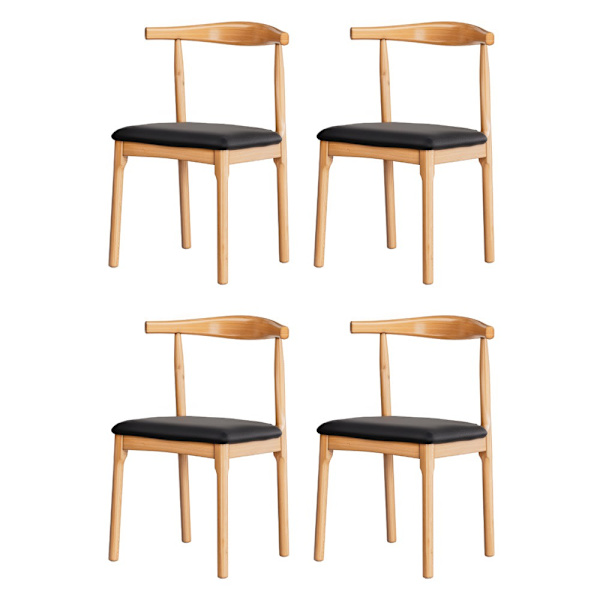 4x Dining Chairs Rubber Wood Leather Seat Black62864723777538111