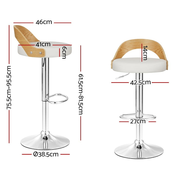 4x Bar Stools Adjustable Leather Padded White62863384505217113