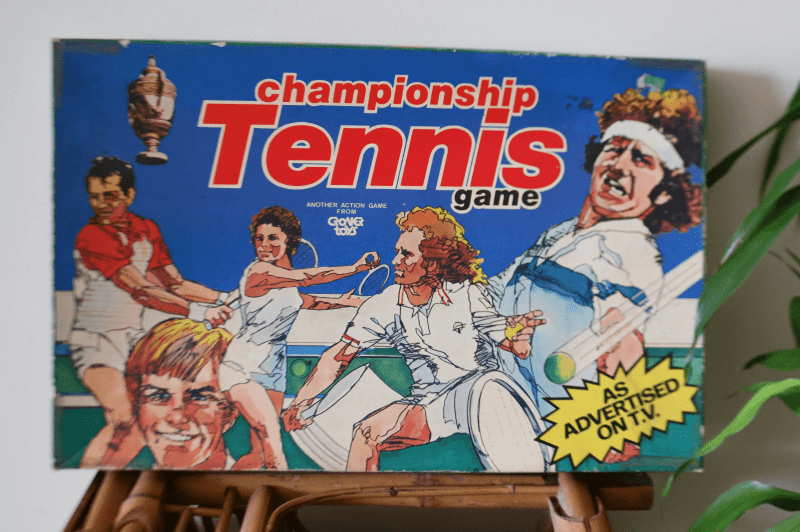 vintage tennis game on television