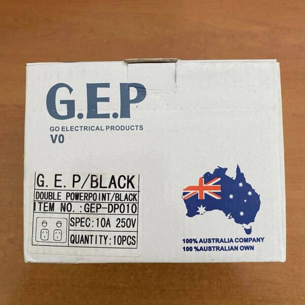 BOX OF 10 G.E.P Black Double PowerPoint 10A 250V GEP-DP01063439363899011112